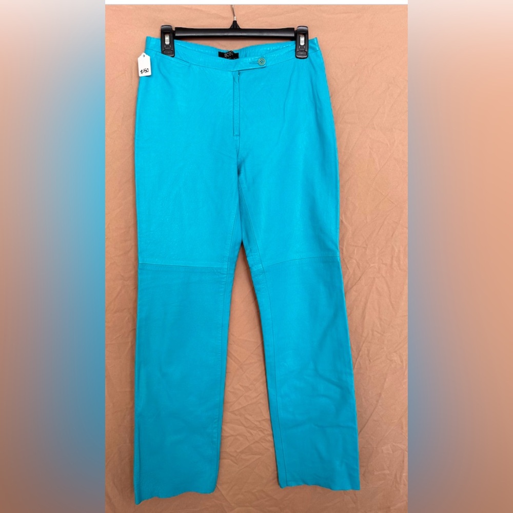 Vintage Y2K BCBG BABY SOFT LEATHER PANTS electric blue